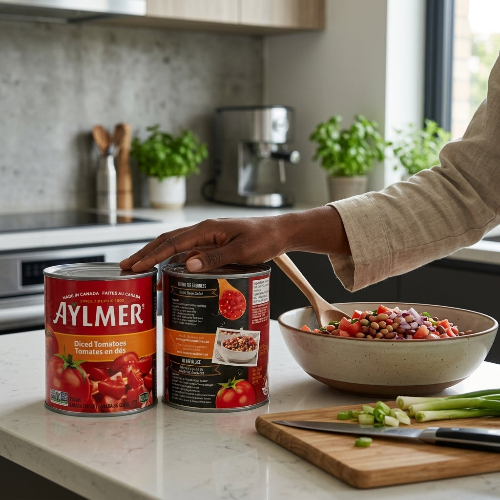 Aylmer Tomates en dés — bol de salade aux haricots
