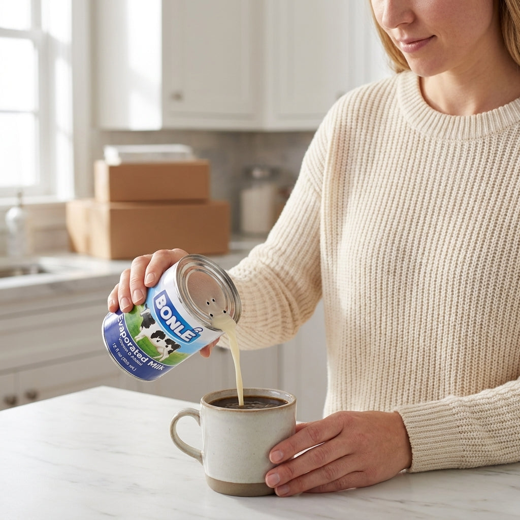 Bonle Evaporated Milk — femme en cuisine
