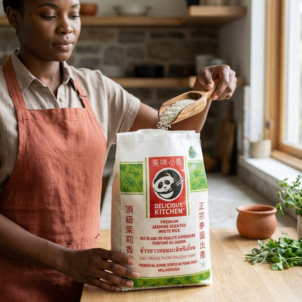 Delicious Kitchen Riz jasmin — femme en cuisine