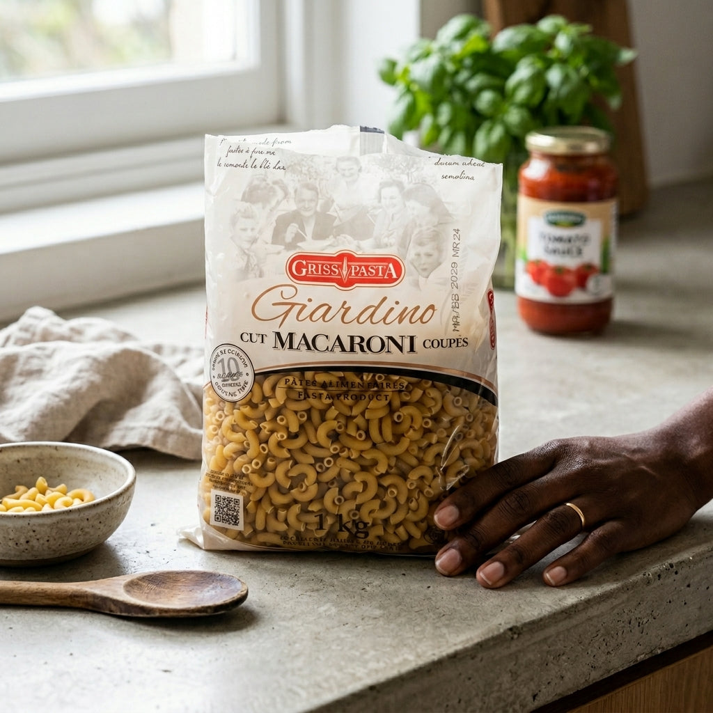 Griss Pasta Giardino Macaroni — détail pâtes coupées