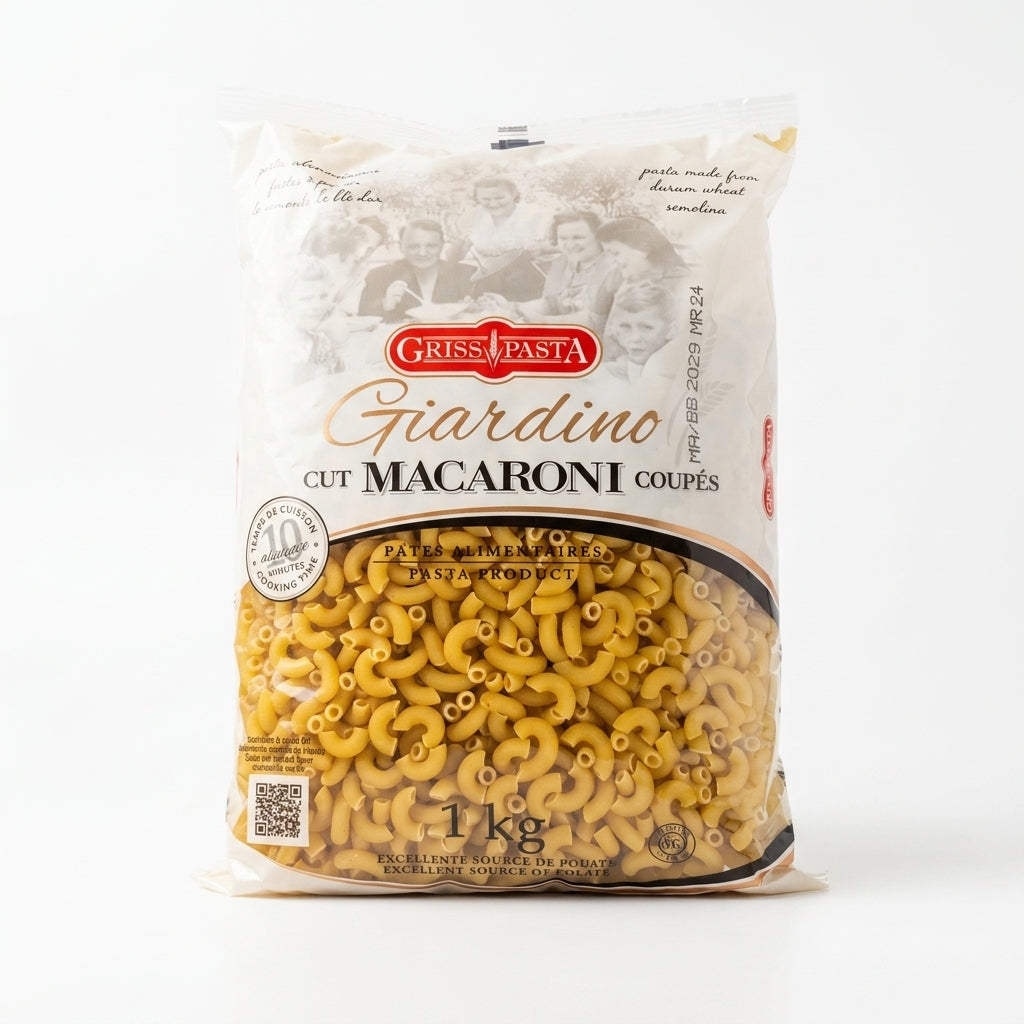 Griss Pasta Giardino Macaroni 1 kg — packshot fond blanc