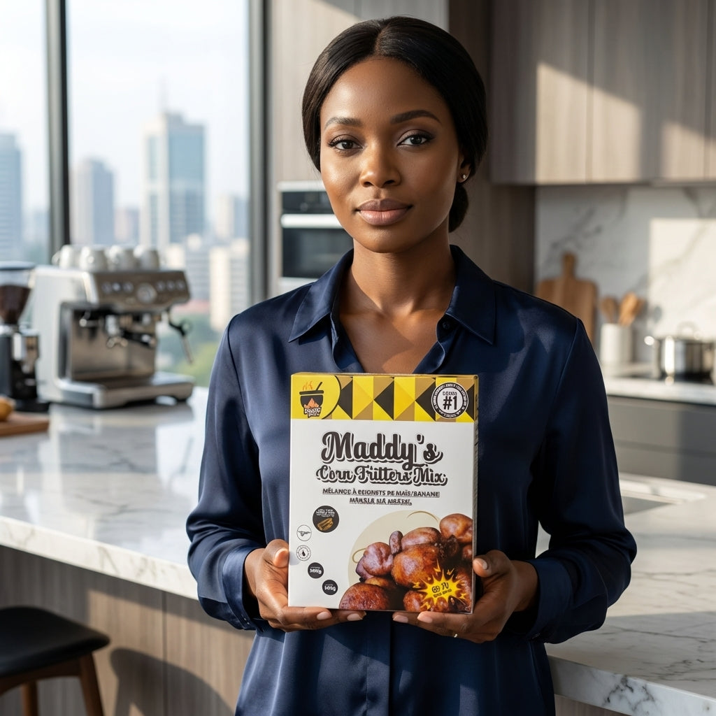 Maddy's Corn Fritters — femme en cuisine