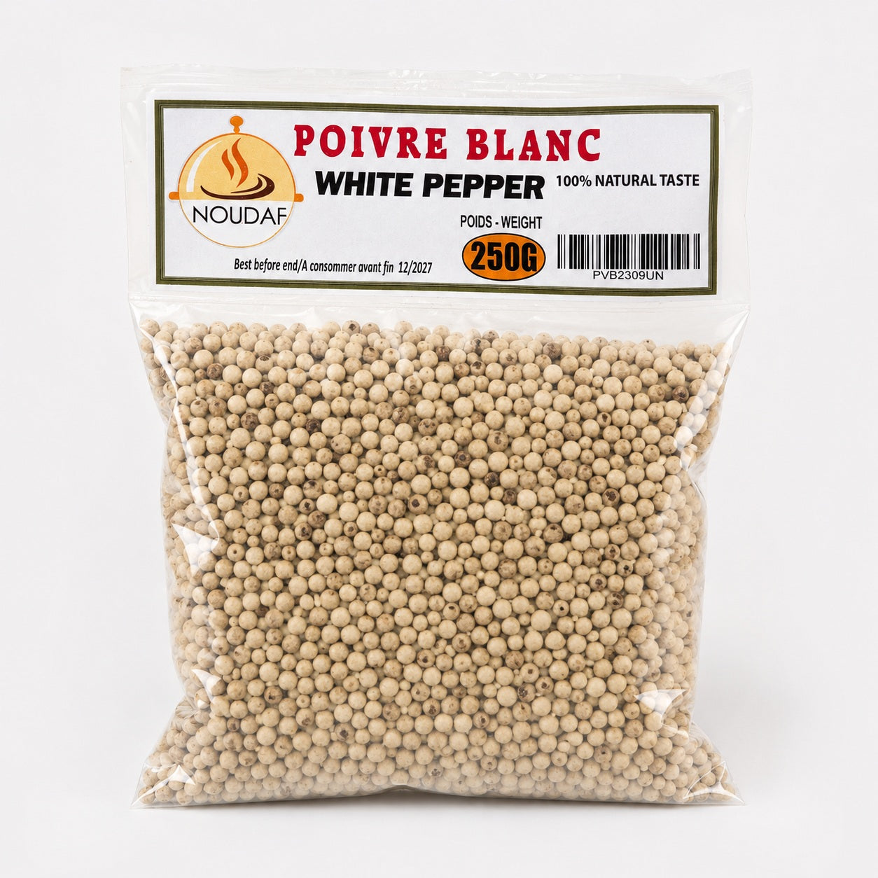 NOUDAF — 100 % NATURAL TASTE — Poivre Blanc en grains