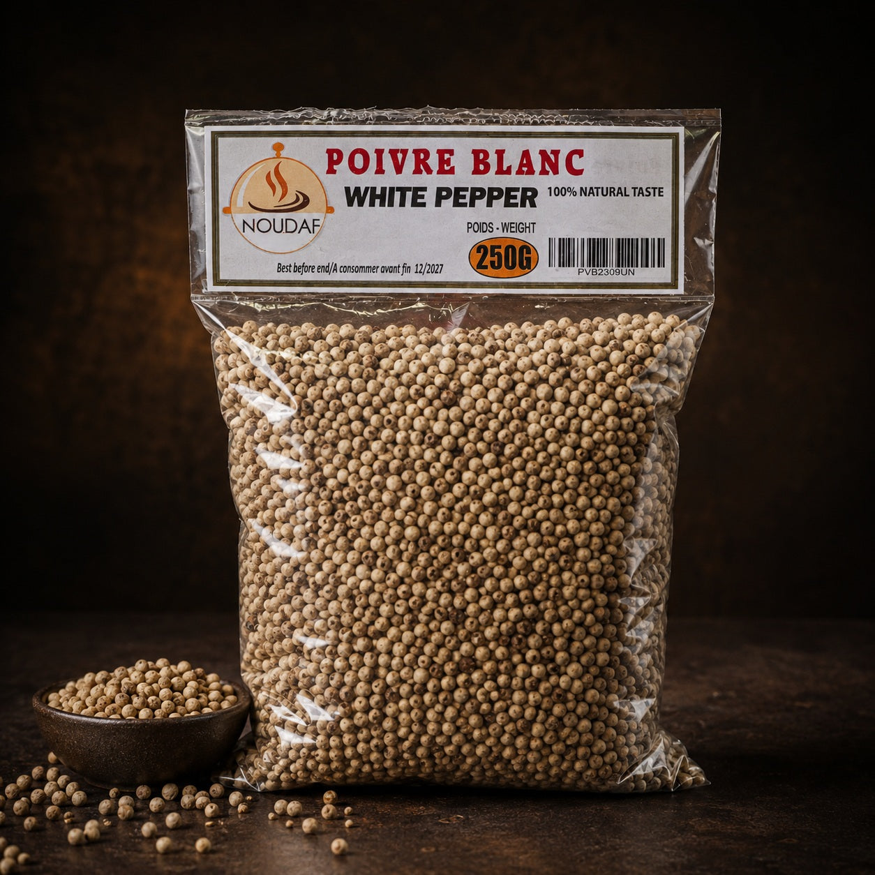 NOUDAF — 100 % NATURAL TASTE — Poivre Blanc en grains