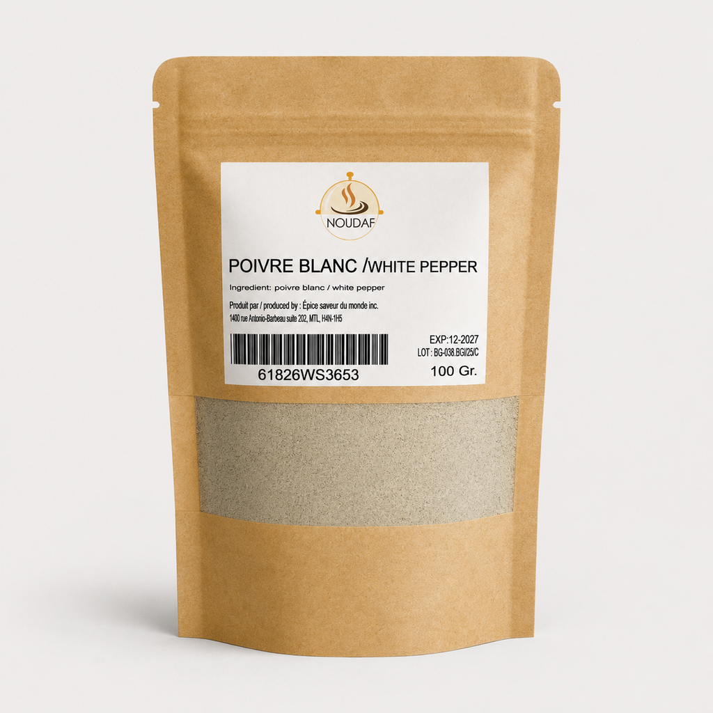 NOUDAF — Poivre Blanc en grains (sachet)