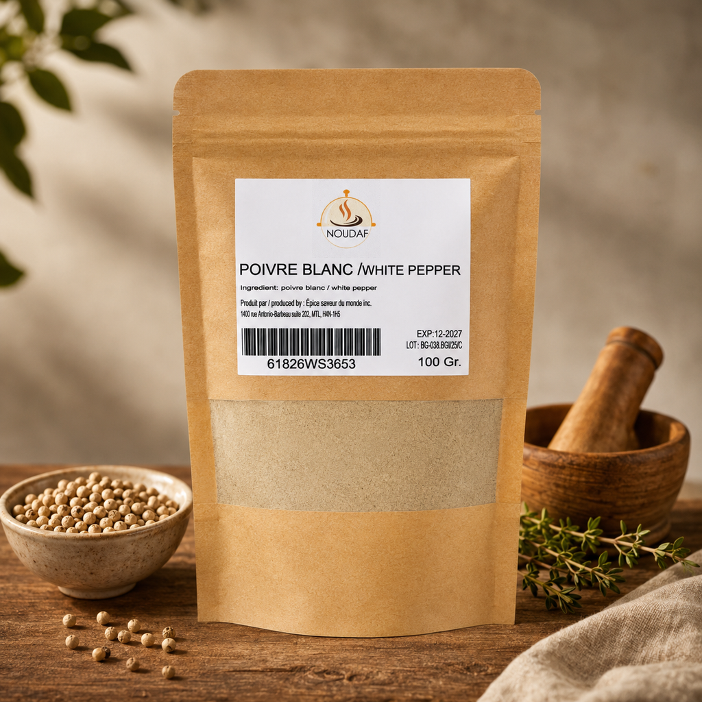NOUDAF — Poivre Blanc en grains (sachet)