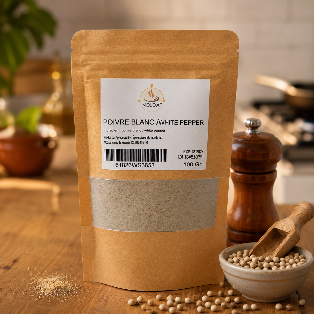 NOUDAF — Poivre Blanc en grains (sachet)