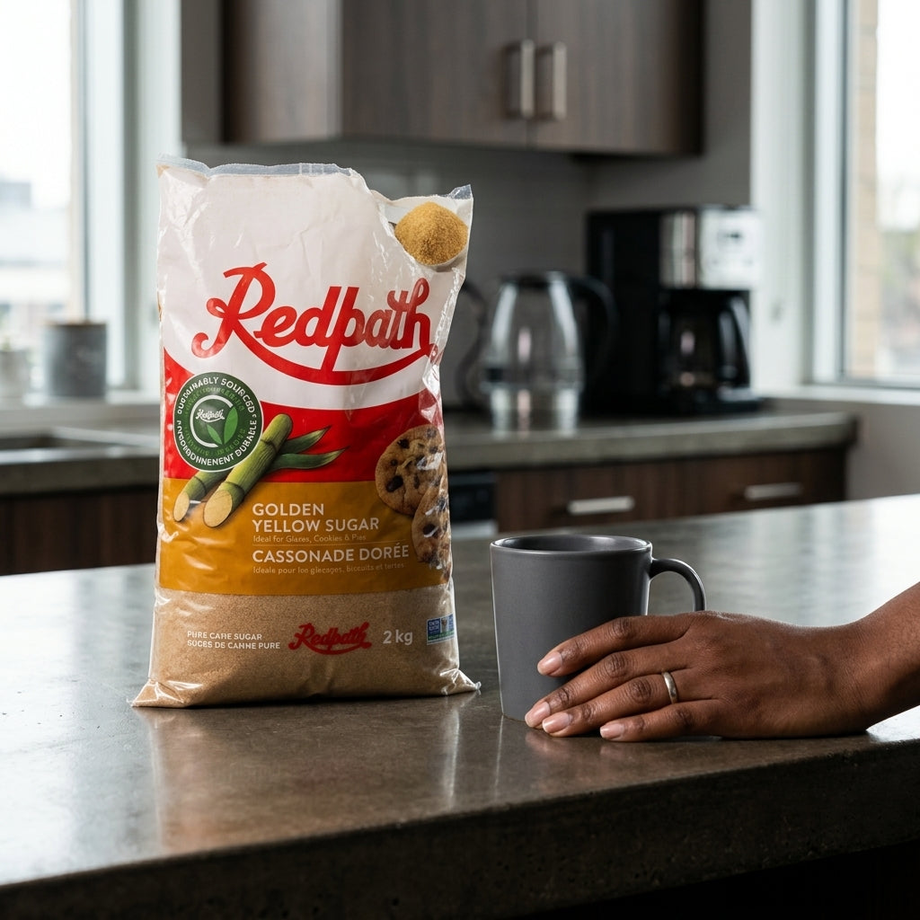 Redpath Cassonade dorée — détail cristaux dorés