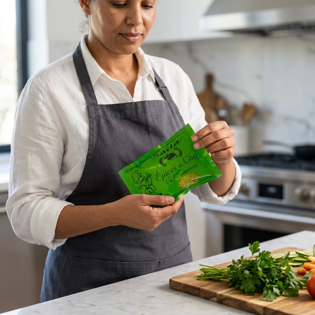 Sada Épices du Chef 250 g — femme en cuisine avec tablier