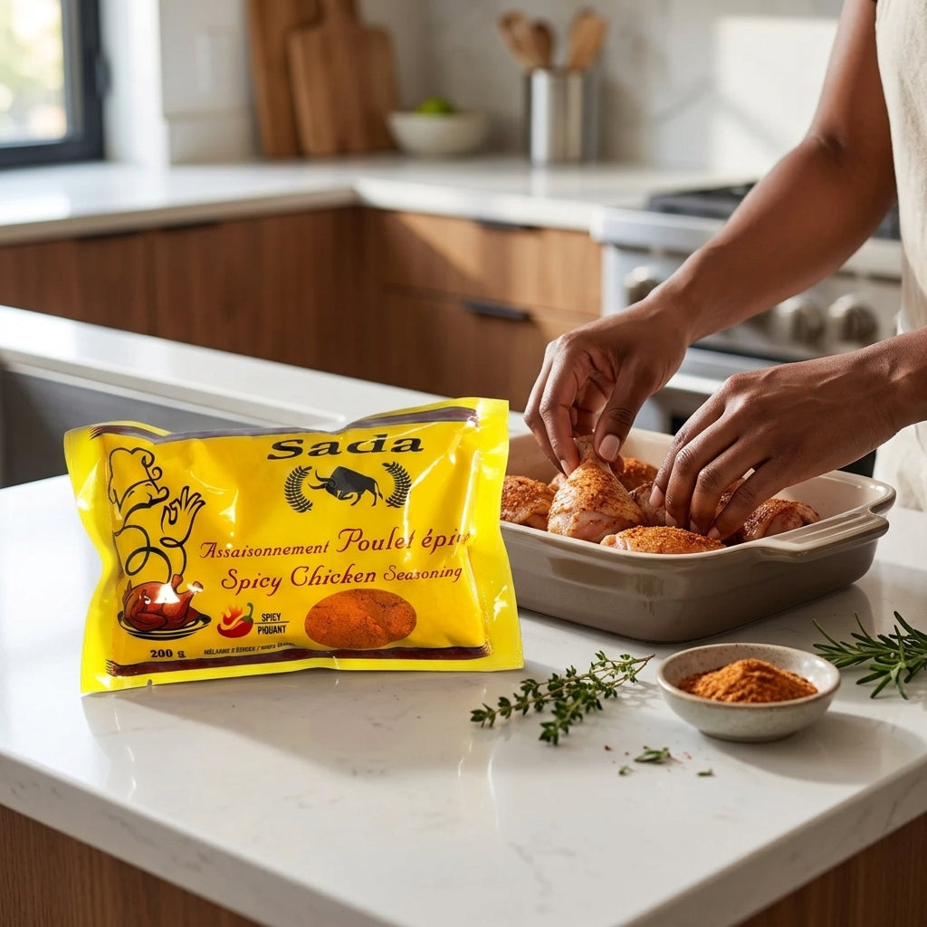 Sada Poulet épicé 200 g — ambiance cuisine avec poulet mariné